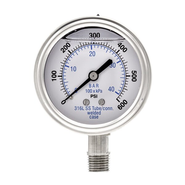 Pic Gauges 2 1/2 in Dial, 1/4 in NPT Male Lower Location, Stainless Steel Case Material PRO-301L-254K-01 - main